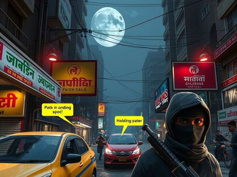 Shadowy Strike Expert gameplay with annotations showing optimal stealth paths and hiding spots in a Delhi market